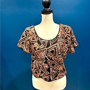 Lucy Paris sequence top with sleeves, size m